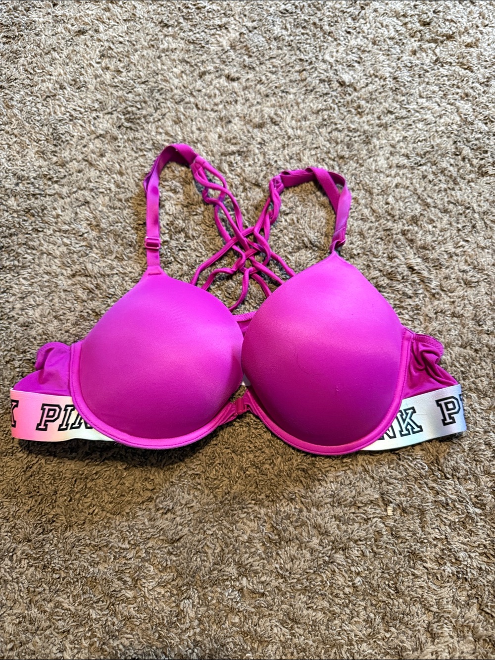 PINK Victoria's Secret Fuchsia Strappy Back Push-Up Bra